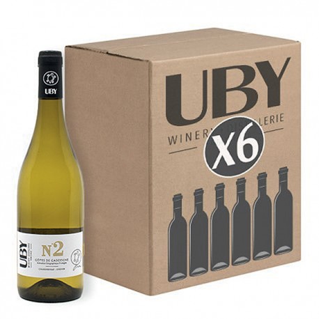 Carton De 6 Bouteilles Domaine Uby Chenin Chardonnay N°2 IGP Cotes De Gascogne Blanc 2021 6x75cl